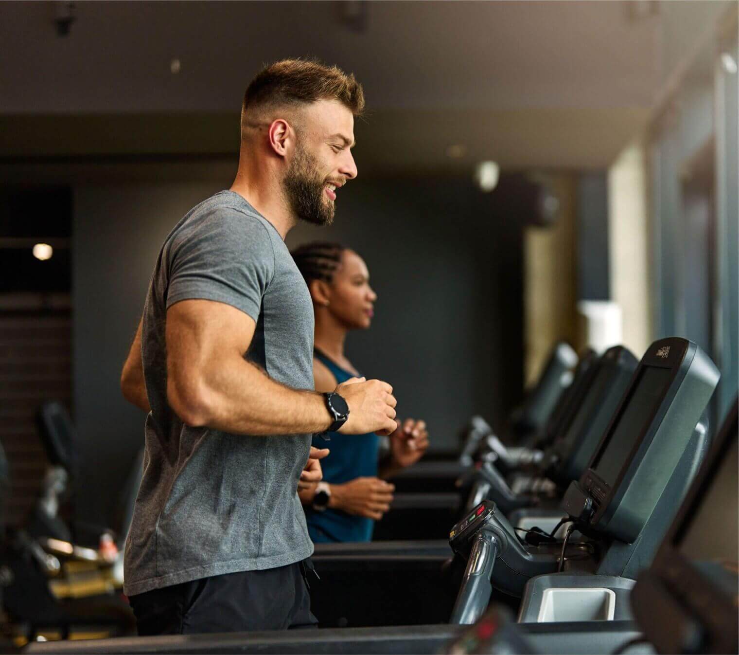 people on treadmills at pine valley commons apartments fairburn ga